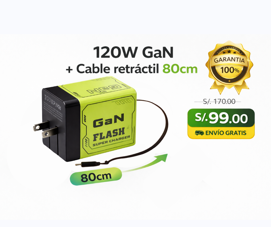 Power GAN Flash 120W – Edición Premium de Carga Ultrarrápida (50% en 30 min)